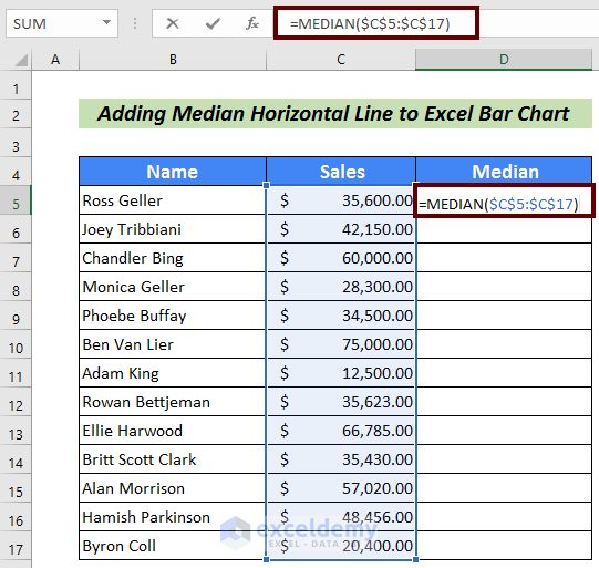 Add Horizontal Line to Excel Bar Chart