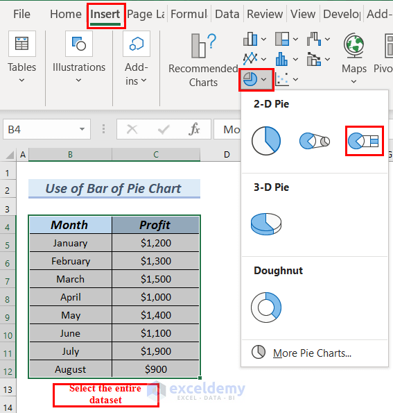 How to Make Pie Chart in Excel with Subcategories 