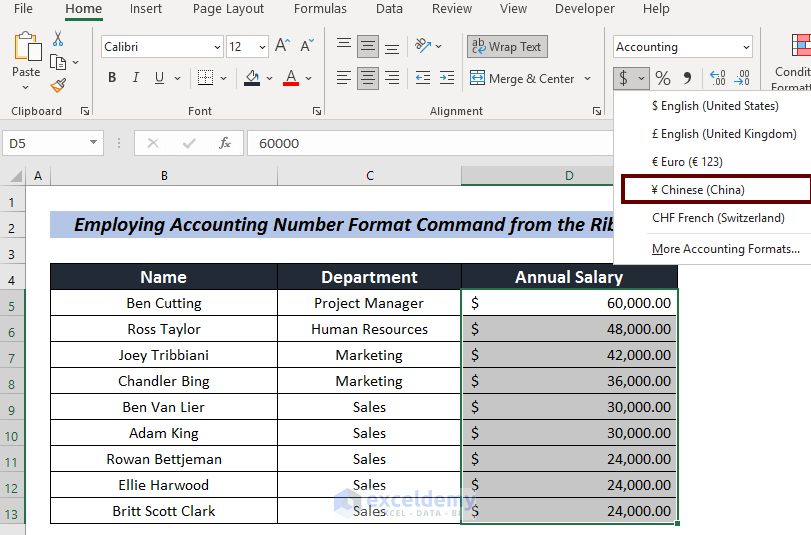 How to Change Accounting Format in 