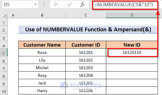 How to Add Digits to a Number in Excel