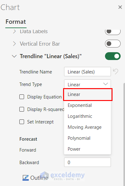 Adding Trendline in Excel Online