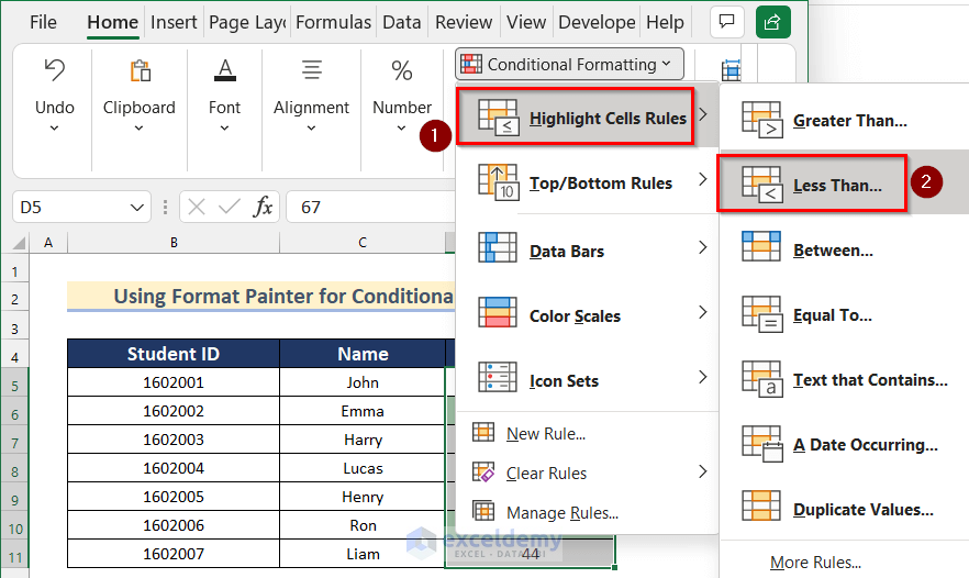 Using Format Painter for Multiple Sheets to Copy Conditional Formatting