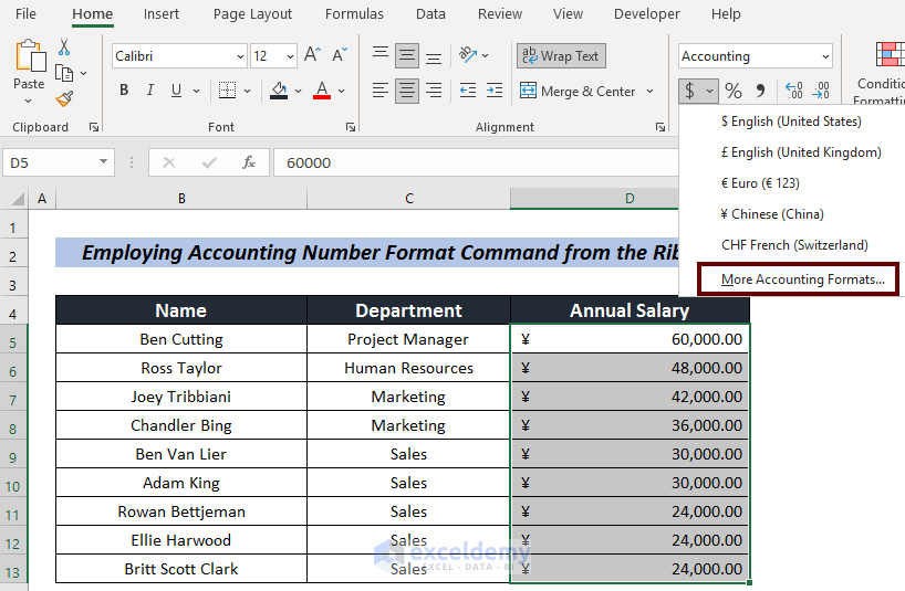 How to Change Accounting Format