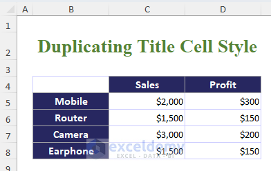 Applied duplicate title cell style