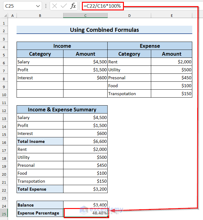 Using Formulas to Track Income and Expenses in Excel