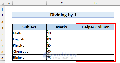 Excel Convert to Number Entire Column by Dividing