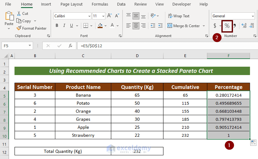 How to Create a Stacked Pareto Chart in Excel