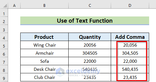How to Put Comma After 2 Digits in Excel