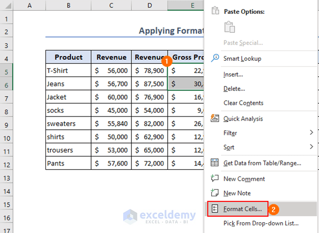 Using format cell option to hide data in Excel