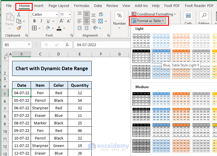 Create Chart with Dynamic Date Range