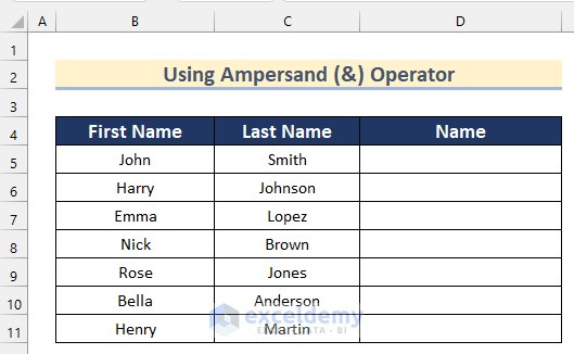 Using Ampersand (&) Operator to Add Double Quotes in Excel