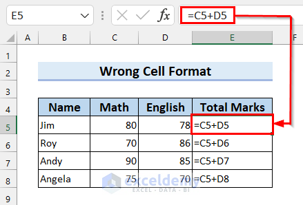 1. Check Cell Format why formula is not working in excel