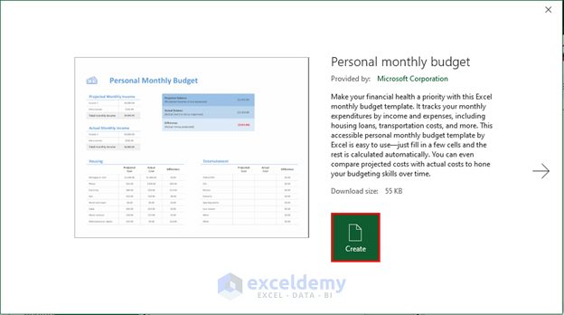 create personal budget