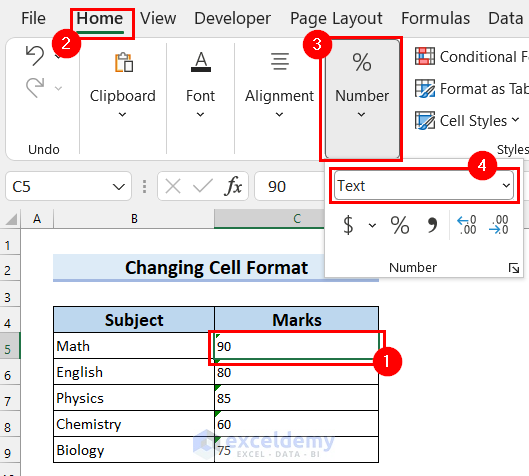 Changing Cell Format in Excel