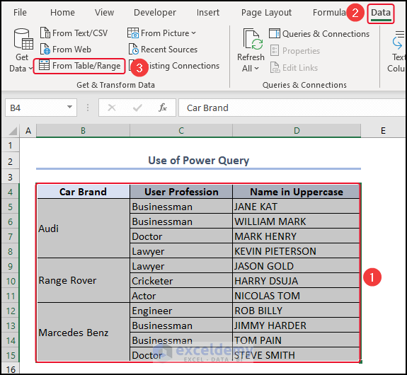 Inserting Power Query to Change Upprcase to Lowercase in Excel
