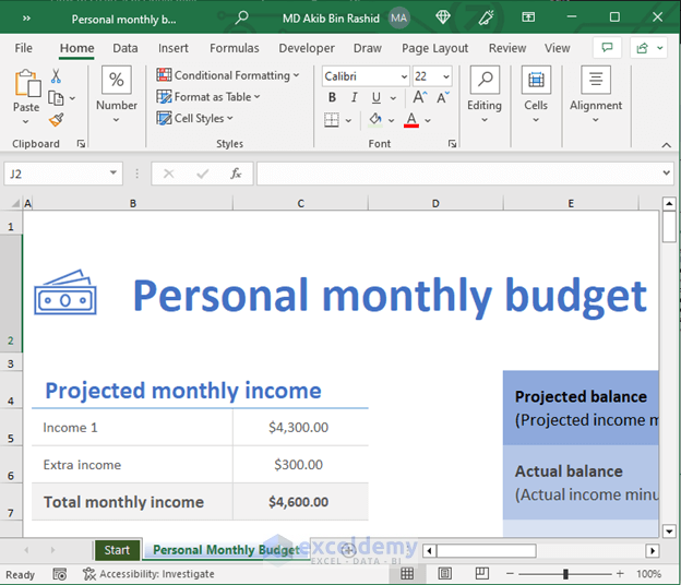 built-in personal budget