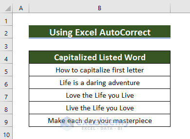 xcel Capitalize First Letter of Sentence