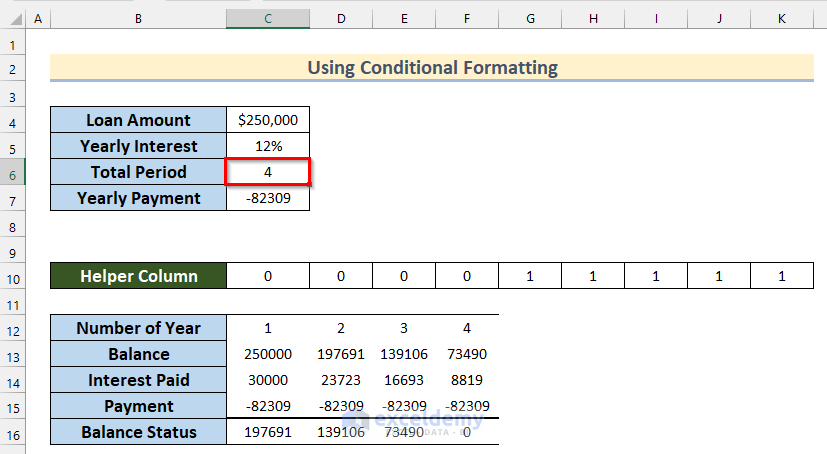 Using Conditional Formatting Feature to Hide Columns Based on Cell Value