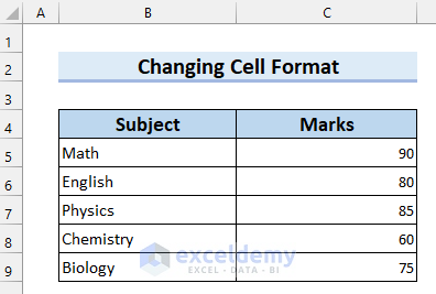 Changing Cell Format in Excel