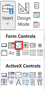 Use of View Tab to Resize Checkbox in Excel