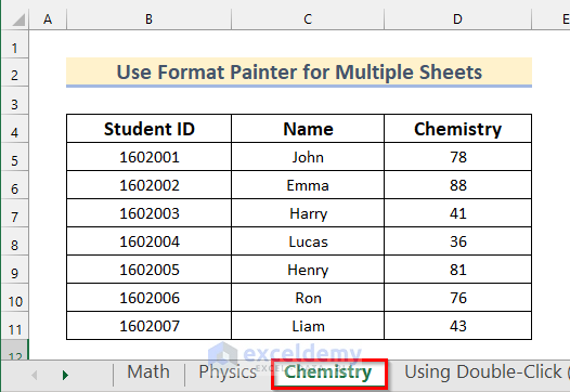 3 Examples to Use Format Painter in Excel for Multiple Sheets