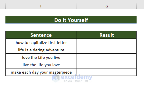 xcel Capitalize First Letter of Sentence