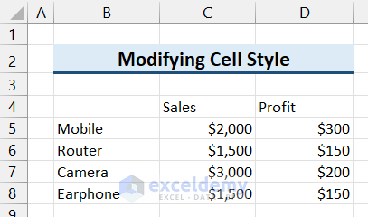 Modifying Cell Style Feature to Apply Title in Excel