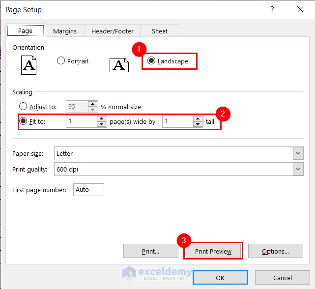 Changing Page Orientation for Fitting Excel Sheet on One Page PDF