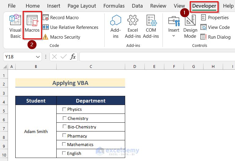 Applying VBA to Group Checkboxes in Excel