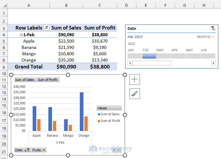 Applying Timeline Feature to Filter a Pivot chart in Excel