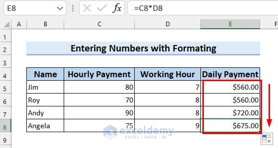 6. Entering Numbers with Formatting