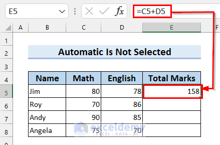 7. Check If Automatic Option Is Selected in Calculation Option