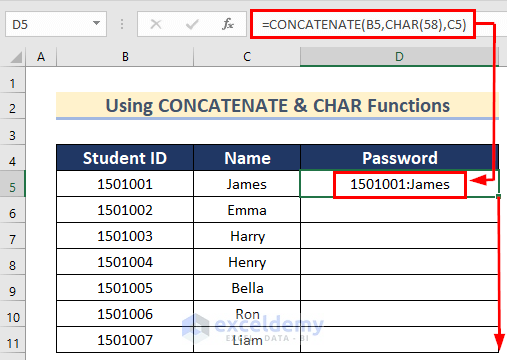 Using CONCATENATE & CHAR Functions to Add a Character to Multiple Cells
