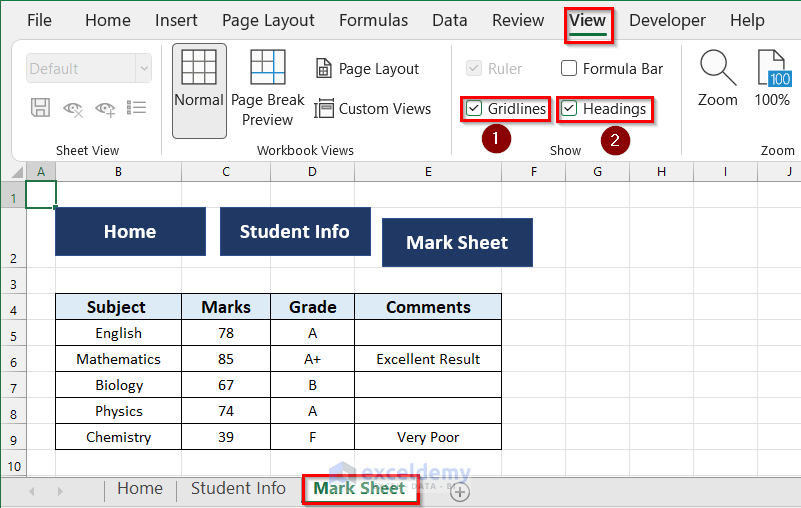 Hiding Headings, Formula Bar, Ribbon and Sheet Tabs to Make Excel Look Like an Application