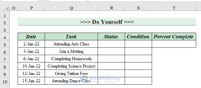 Excel To Do List with Progress Tracker