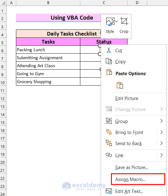 Using VBA to Resize Checkbox in Excel