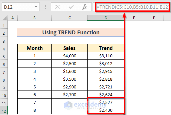 Trend Analysis Process How to Calculate Trend Analysis in Excel - 3 Easy Methods