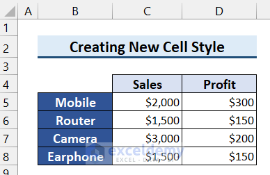 Creating a New Style Feature to Apply Title in Excel