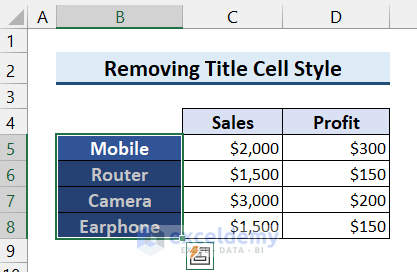 How to Remove Title Cell Style in Excel
