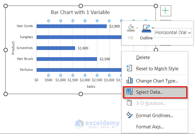 how to make a bar graph in excel with 2 variables