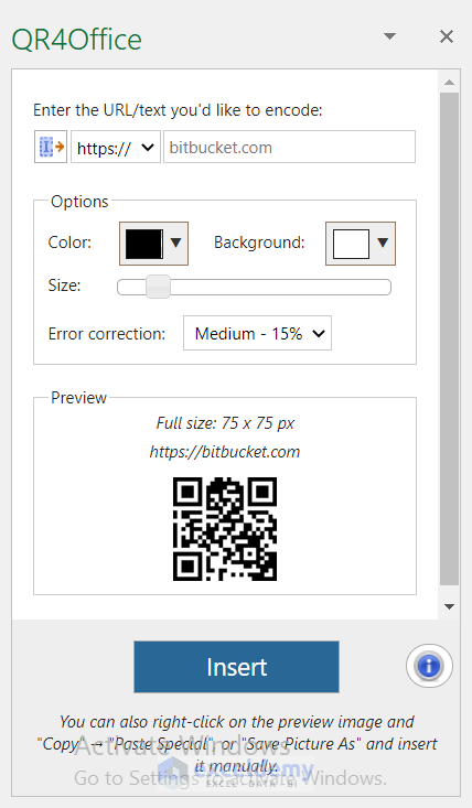 Using Office Add-ins to Create QR Code in Excel