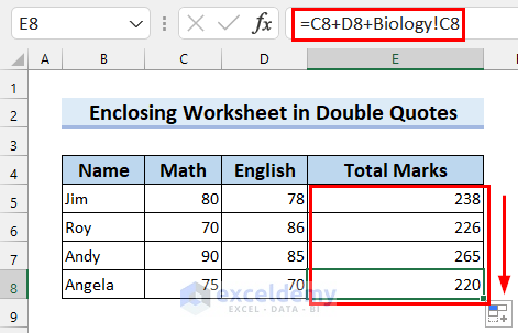 14. Enclosing Workbook or Worksheet in Double Quotes