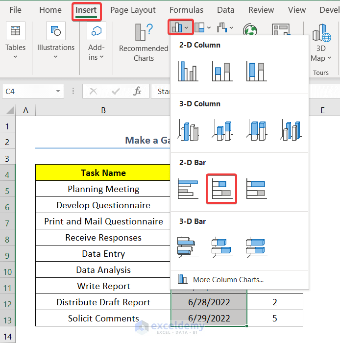 How to Make a Gantt Chart in Excel