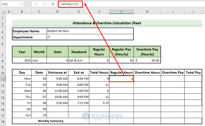 Set Regular Office Hours and Calculate Overtime Hours