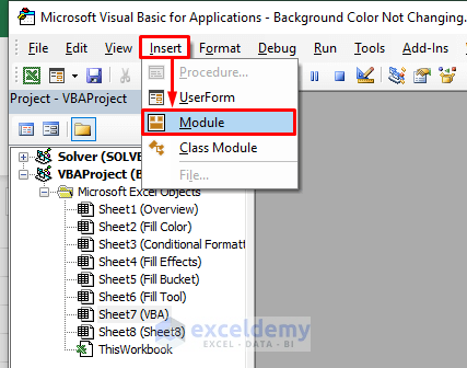 Run a VBA Code to Change Background Color in Excel