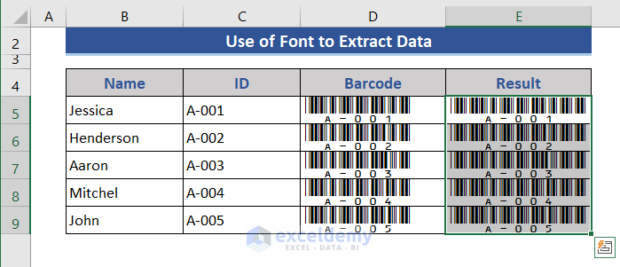 Extract data from Scanned Barcode Created with Excel Code 39 Fonts