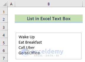 Items in Excel text box