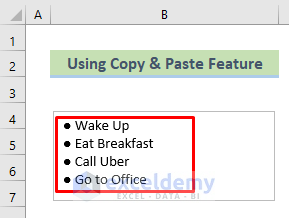 Bullet points in Excel text box