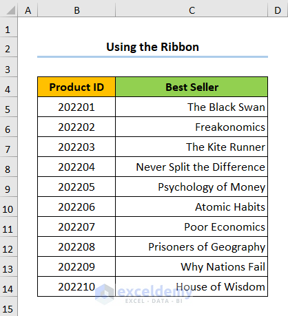 Change Alignment in Excel to the Right Using Ribbon