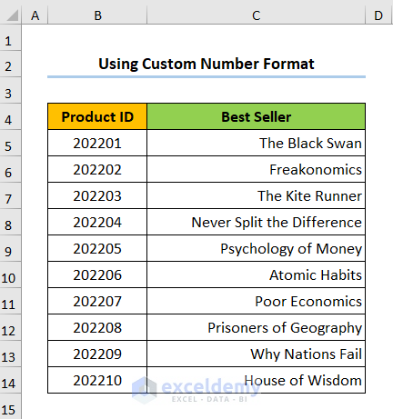 Change Alignment in Excel to the Right Using Custom Number Format